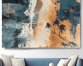 Surf Serenade-21/ California Canvas Print, Ocean Wall Art, California Abstract Beach Canvas Print,Custom Blue Sea Wall Art Living Room Decor