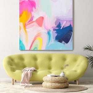 Found in light Abstract Fine Art Canvas, Abstract Art, Contemporary Art, Modern Yellow Blue Painting, Expressionism Canvas Print,