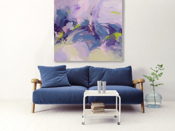 Fresh Life Wall Art | Original Painting| Abstract Purple Blue Wall Art |Blue Art | Blue Gray Wall Decor | Ready to Hang Canvas Print