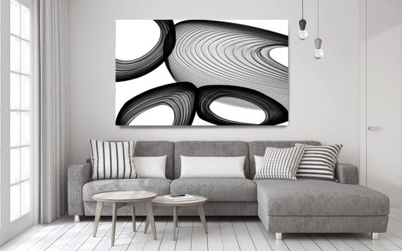 Abstract Black and White 21-49-00. Contemporary Unique Abstract Wall Decor, Large Contemporary Canvas Art Print up to 72" by Irena Orlov