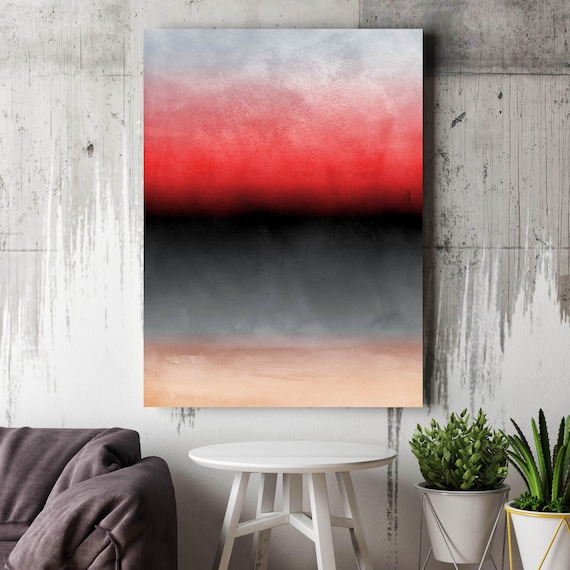 Abstract Minimalist Rothko Inspired 01-43. Black Red Watercolor Abstract, Large Abstract Colorful Canvas Art Print up to 72" by Irena Orlov