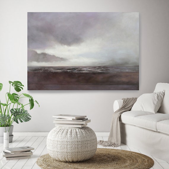 Winter Shadows 2. Rustic Seascape Painting Shoreline, Ocean Art, Ocean Print, Coastal Art, Beach Painting, Beach Canvas Art Print