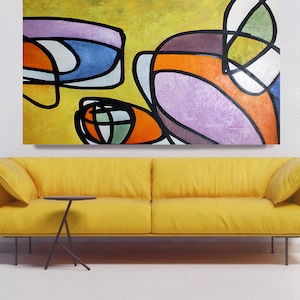 Mid Century Modern Abstract-0-31, Contemporary Oil on Canvas, Midcentury Modern Colorful Original Painting, Midcentury Modern Artwork