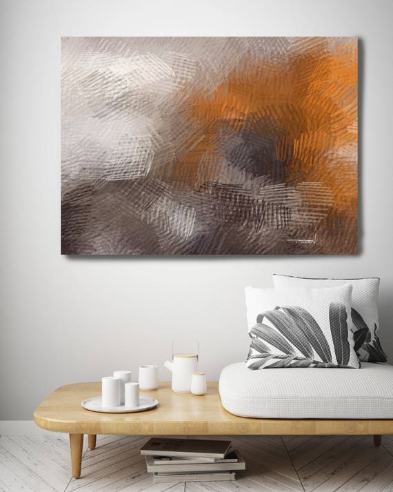 Kaleidoscope Of Color 1. Orange Brown  Abstract Paintings Art, Extra Large Abstract Contemporary Canvas Art Print up to 72" by Irena Orlov