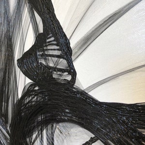 The Wind. 40H x 60W Original New Media Abstract Black White Painting on Canvas, Unique, Minimalist Large Abstract Painting, INVEST IN ART image 3
