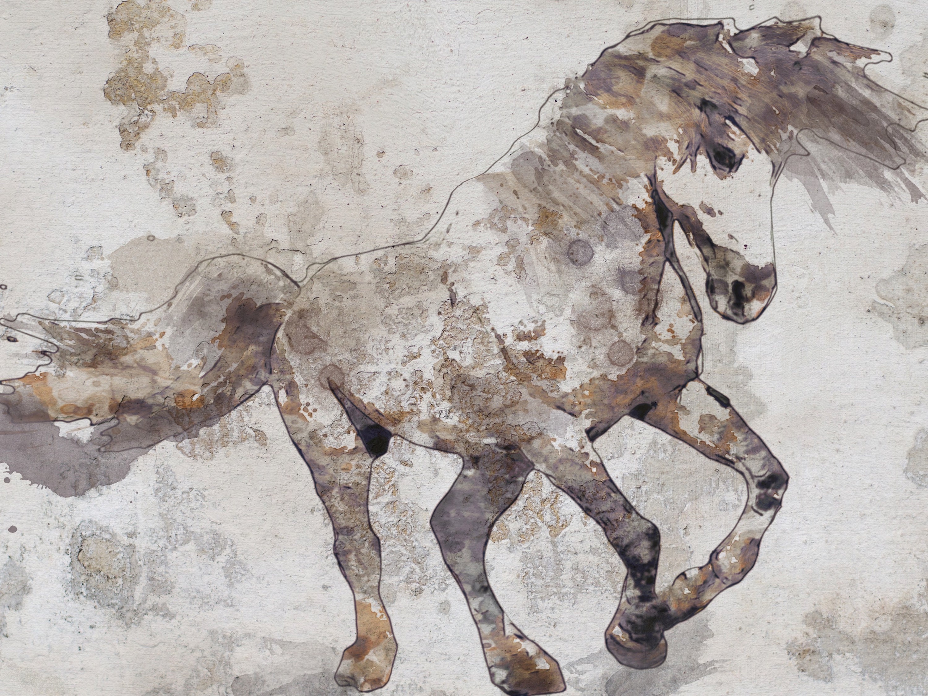 Brown Horse Art, Horse Painting, Horse Print, Rustic Horse, Horse Art