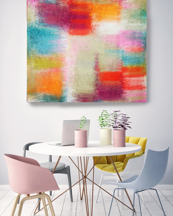 Abstract Expressionism N19. Geometrical Abstract Art, Wall Decor, Extra Large Abstract Colorful Canvas Art Print up to 48" by Irena Orlov
