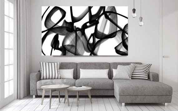 Abstract Expressionism in Black And White 26. Contemporary Unique Wall Decor, Large Contemporary Canvas Art Print up to 72" by Irena Orlov