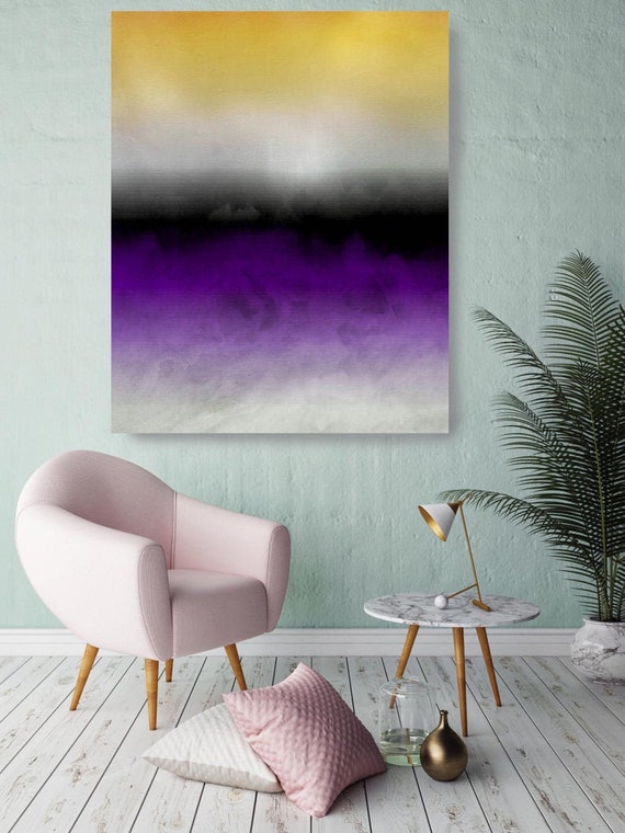 Abstract Minimalist Rothko Inspired Color Block. Green Pink Watercolor Abstract, Abstract Canvas Art Print, Abstract Purple Art