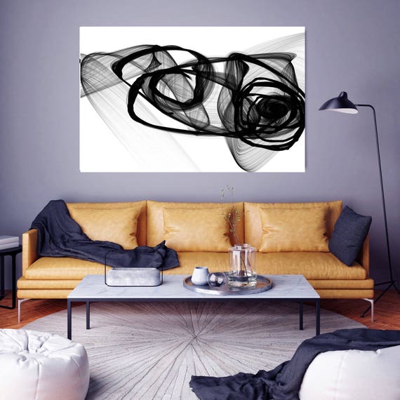 Stay Abstract,  Black and White Contemporary Unique Abstract Wall Decor, Large Contemporary Canvas Art Print up to 72" by Irena Orlov