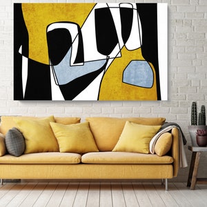 Modern Yellow Canvas Art Print | Minimalist Abstract Wall Art | Abstract Line Art Canvas Print | Yellow Abstract Canvas | Abstract Artwork