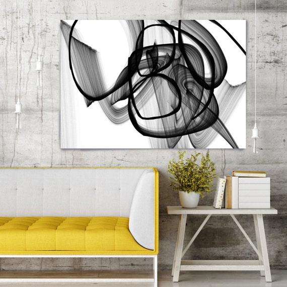 Birth of the Day. Contemporary Abstract Black and White, Unique Wall Decor, Large Contemporary Canvas Art Print up to 72" by Irena Orlov