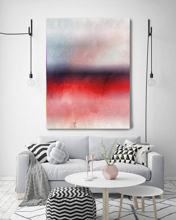 Inspired by Rothko 63. Purple Red Watercolor Abstract, Modern Wall Decor, Large Abstract Colorful Canvas Art Print up to 72" by Irena Orlov