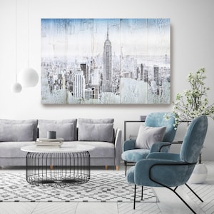 New York Urban, Empire State Building Cityscape Art, Urban Art, City Wall Art, Urban Wall Art,Large Painting City, Urban Canvas Art Print image 1