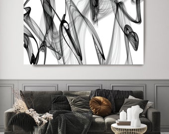 Black and White Abstract Art, Large Contemporary Canvas Art Print Modern Art Minimalist Print, The present
