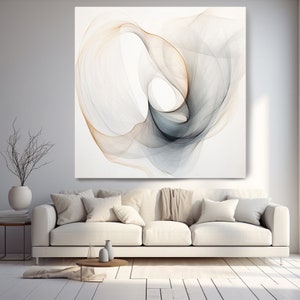 Abstract Organic Minimalist Gray Brown Splash in Muted Colors 8, Contemporary art, Minimalist Painting Print, Canvas Print Painting Art