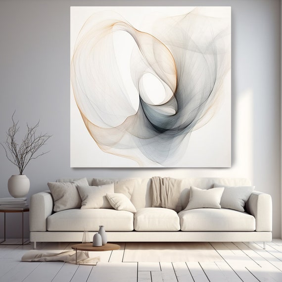 Abstract Organic Minimalist Gray Brown Splash in Muted Colors 8, Contemporary art, Minimalist Painting Print, Canvas Print Painting Art