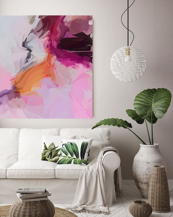 Life Of My Dreams 2, Art Abstract Print on Canvas up to 50", Pink Orange Purple Abstract Canvas Art Print by Irena Orlov