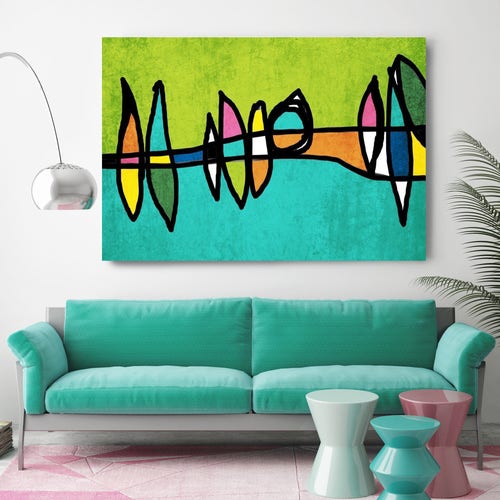 Mid Century Modern Retro Canvas Print Mid Century Wall Art Etsy