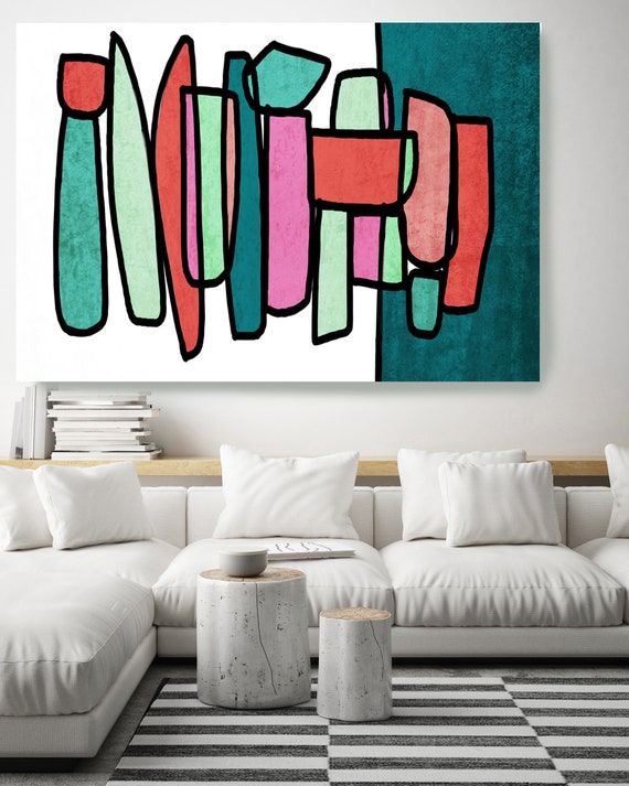 Mid Century Modern Colorful Art Canvas Print, Midcentury Modern, Abstract Art, Midcentury Canvas Print, Wall Art, Retro Home Decor Brand