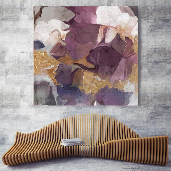 Purple Gold Mix. Abstract Paintings Art, Wall Decor, Extra Large Abstract Colorful Contemporary Canvas Art Print