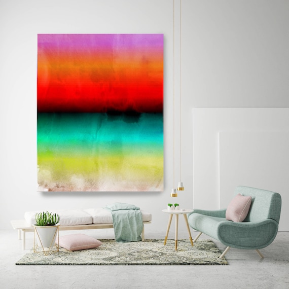 Abstract Minimalist Rothko Inspired 1-52. Abstract Painting Giclee of Original Wall Art, Blue Red Green Large Canvas Art Print up to 72"