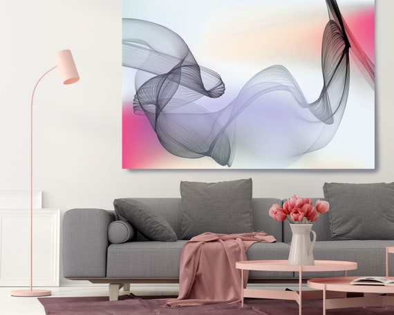 Extra Large Wall Art Pink Abstract Wall Art Contemporary Art Large Abstract Canvas Print, Modern Abstract, New Media Gradient 2, Minimalist