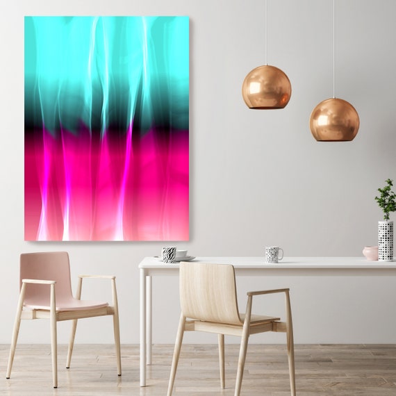 Mysterious Light 13, Neon Purple Blue Contemporary Wall Art, Extra Large New Media Canvas Art Print up to 72" by Irena Orlov