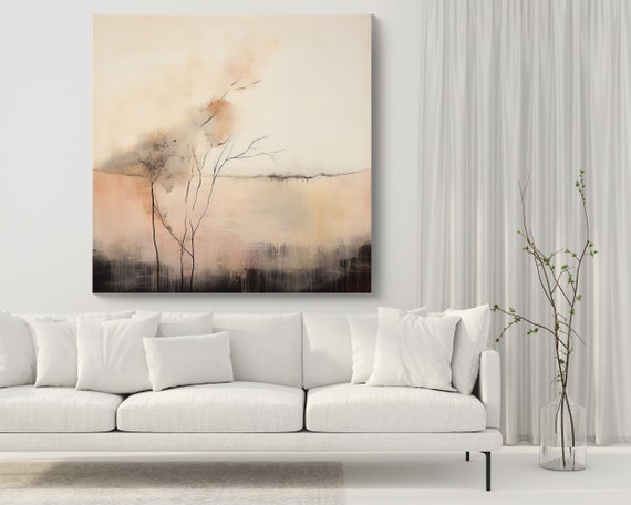Mystical Landscapes-43/ Canvas Print | Minimalist Landscape Painting | Pink Landscape  | Abstract Landscape Art | Landscape Canvas Print