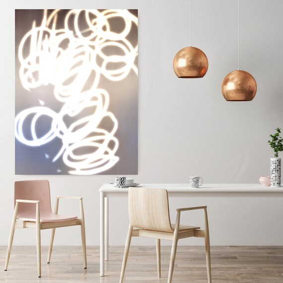 The amplitude of a light wave 22, Beige Brown Contemporary Lines Wall Art, Extra Large New Media Canvas Art Print up to 72" by Irena Orlov