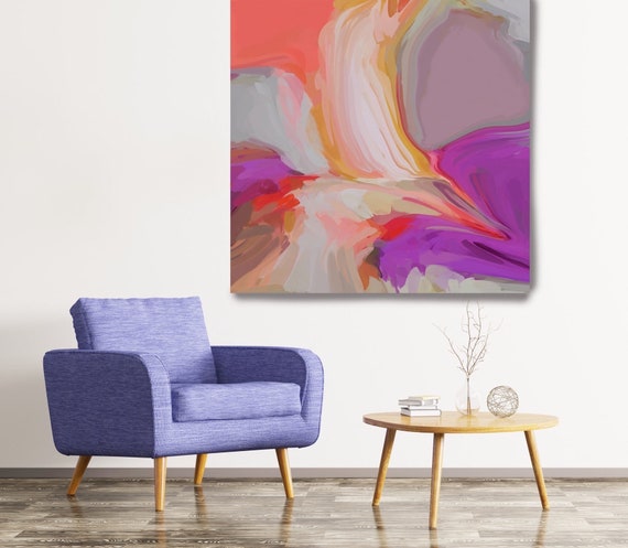 Desert Mirage 8. Yellow Purple Gray Abstract Art, Canvas Art Print of Abstract Paintings, Minimalist Art, Modern Abstract Wall Art