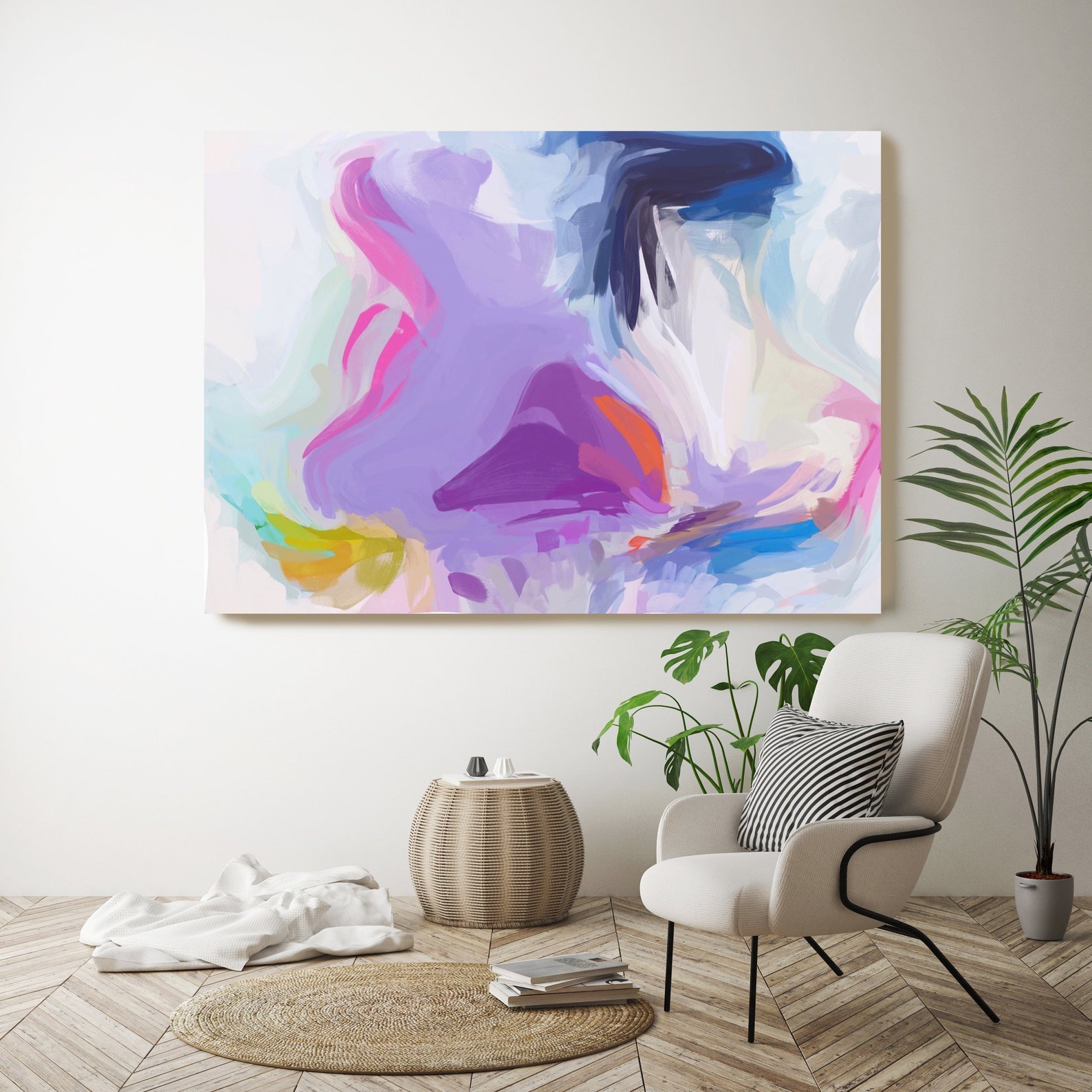 Celebration Purple Blue Abstract Painting Abstract Purple Etsy