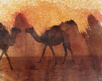 Two Camels. Canvas Print by Irena Orlov 24x36"