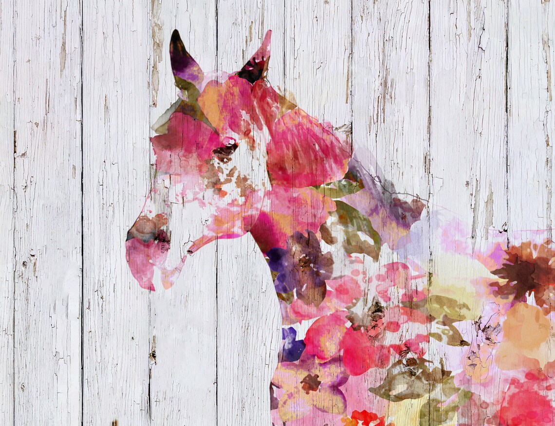 Fabulous Floral Horse Painting BOHO Mixed Media Horse Painting Etsy
