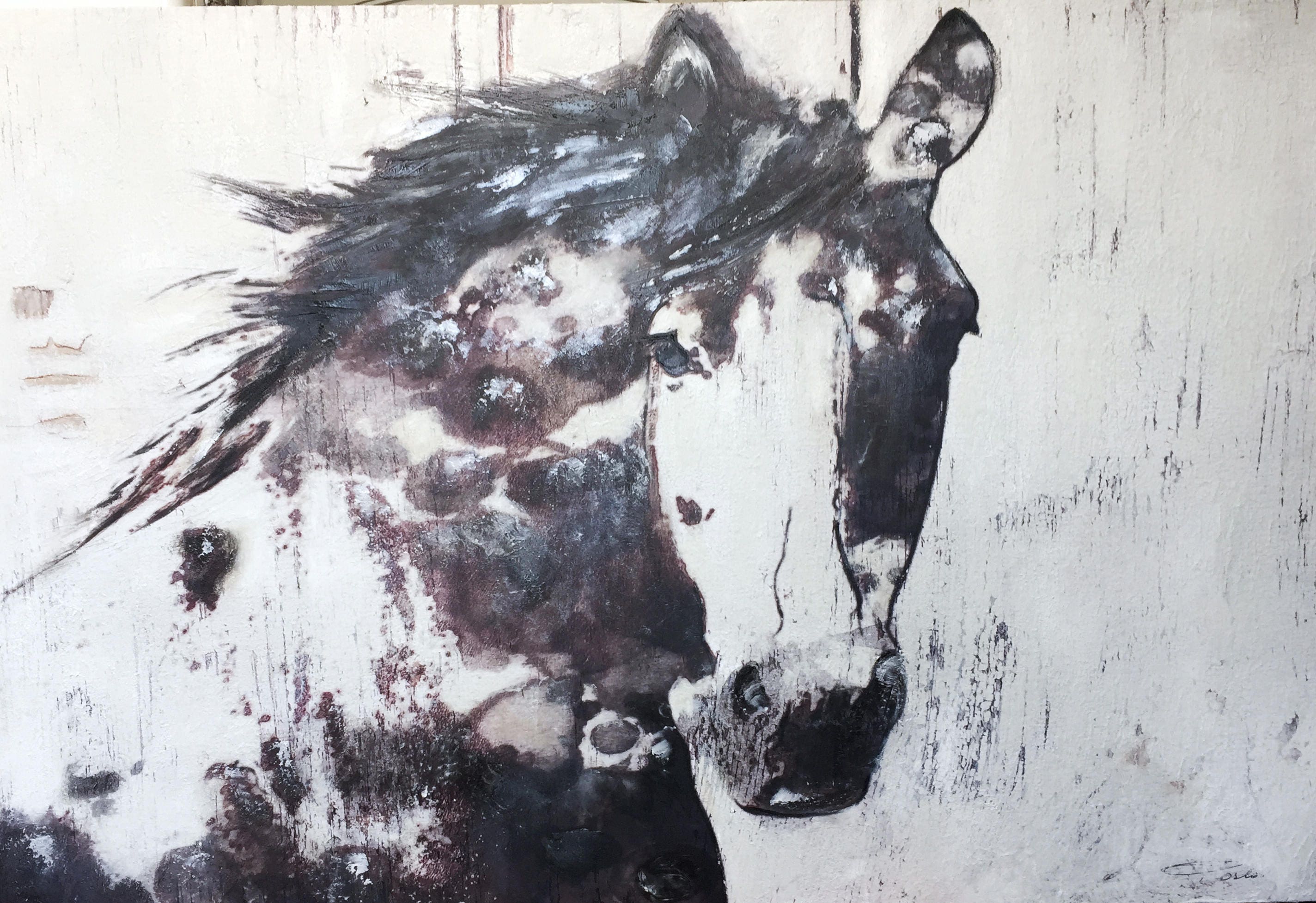 Horse. Heavy Textured Extra Large Horse Art Horse Etsy