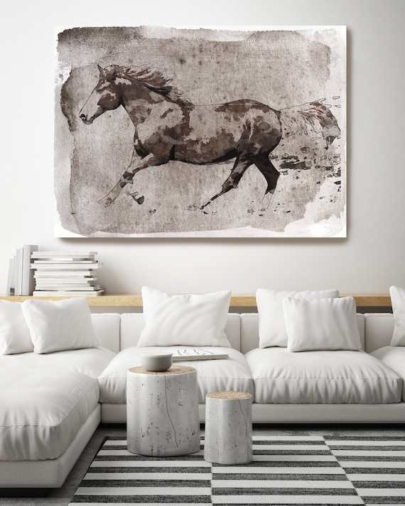 Brown Horse Running. Horse Painting Art Horse Home Decor Horse Canvas Horse Canvas Art Horse Poster Horse Print Horse Horse Wall Decor