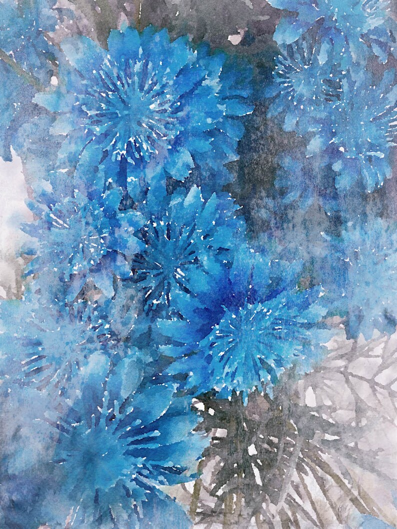 Blue Flowers Blue floral painting blue floral art shabby chic | Etsy