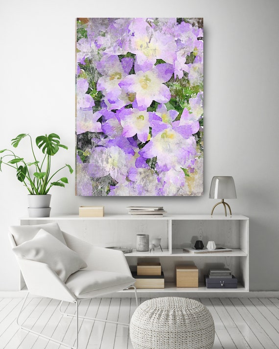 Rustic Purple Flowers 1 Vintage Flower Watercolors Painting Canvas Print Purple Flower Watercolors Painting Canvas Art Print up to 72"