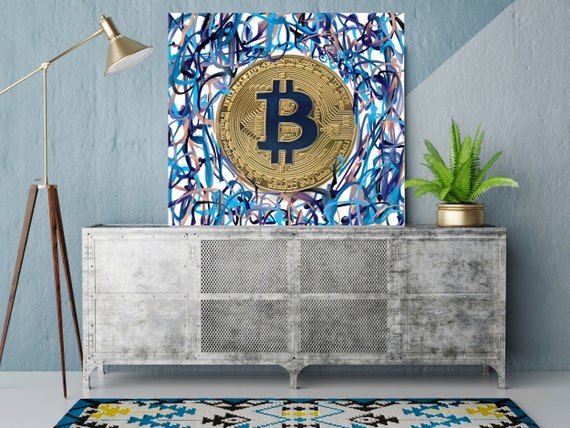 Bitcoin Circles Cryptocurrency Graffiti Canvas Print. Bitcoin Office Decor Cryptocurrency Wall Art, Bitcoin print, crypto BTC Graffiti