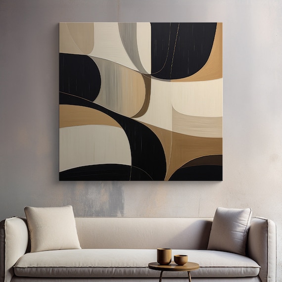 Midcentury Mod Abstractions-35, Contemporary Midcentury Art, Midcentury Modern Art, Living Room Art, Brown Midcentury Canvas Print