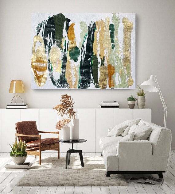 A calm day 10, Green Gold Abstract Painting  Modern Art Abstract Painting Extra Large Painting Extra Large Abstract Canvas Print