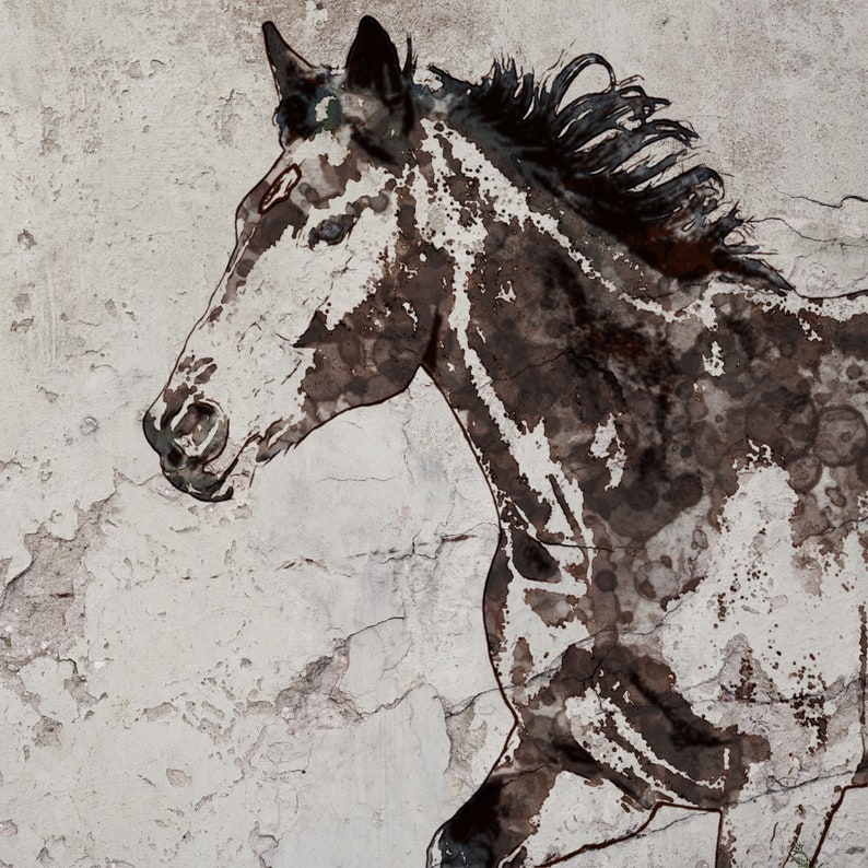 Horse Painting Horse Art Textured Horse Canvas Print Rustic Vintage Horse Brown Rustic Horse Galloping Horse 3 Horse Wall Decor