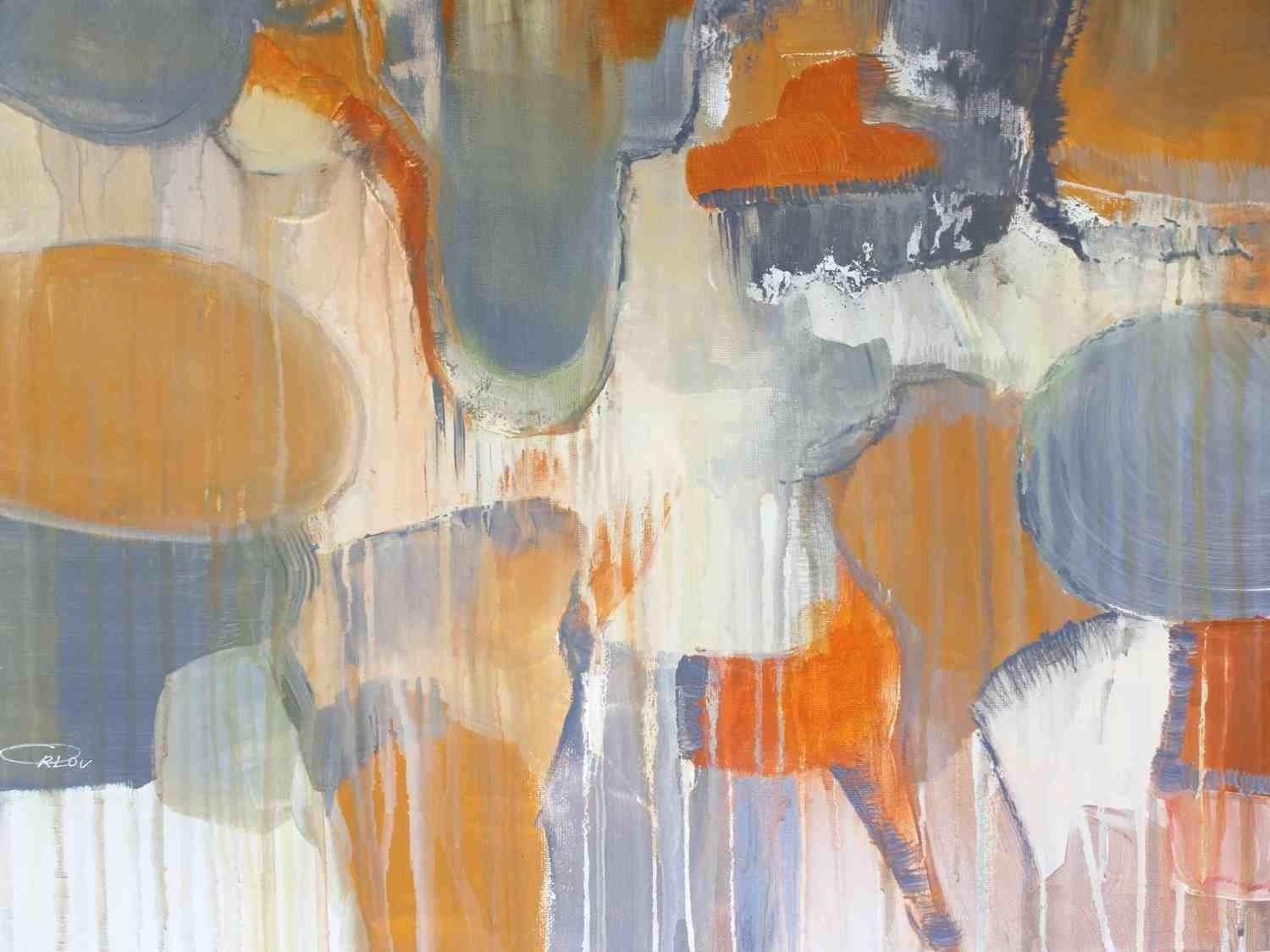 Season of colors. Orange Gray Abstract Canvas, Extra Large Abstract