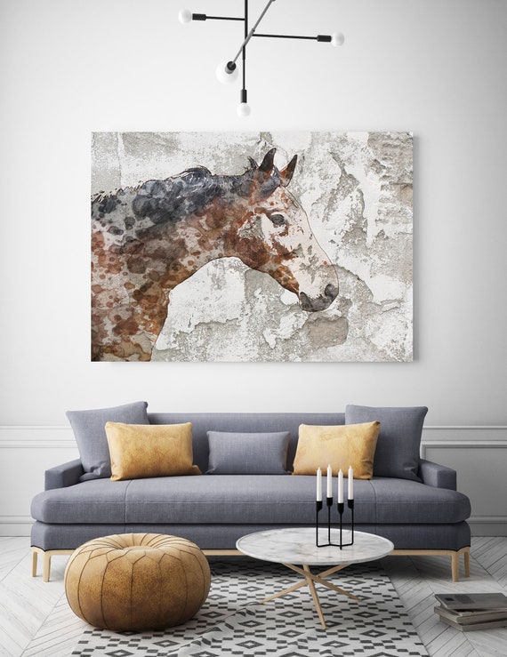 Rustic Brown Horse, Rustic Horse Decor, Horse Painting, Horse Canvas, Farmhouse Decor, Rustic Horse Art