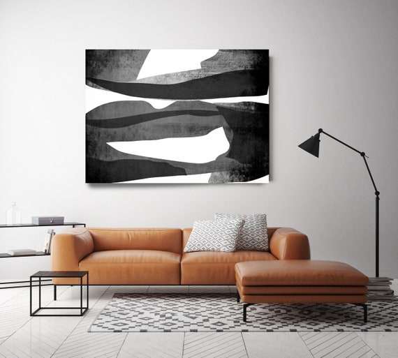 Modern Shape Wall Decor,, Abstract Bold Print in Black White, Modern Wall Art, Canvas Art Print, Boho Wall Art, N-10-145-3  Organic Shapes