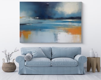 Seaside abstractie-2/zee canvas print, kunst aan de grote muur, abstract strand canvas print, aangepaste blauwe zee muur kunst woonkamer decor