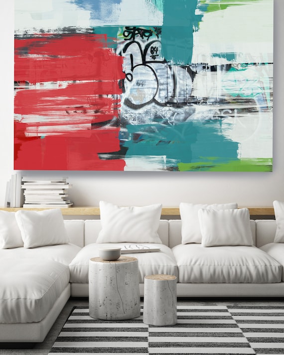 Symbolic Significance, Street Art, Red Graffiti Wall Art Street Art Painting Print on Canvas, Large Canvas Print, Graffiti Canvas Wall Art