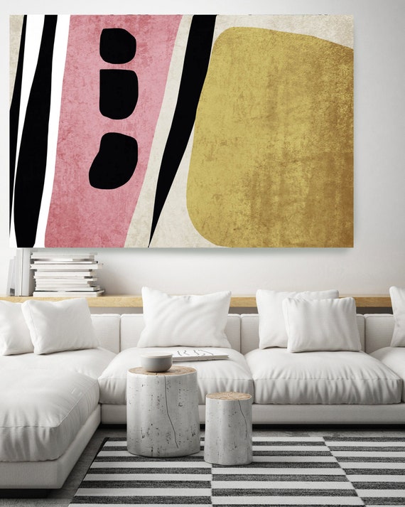 Pink abstract nordic, Gold Grey Nordic Wall Art, Scandinavian Modern, Modern Canvas Print, Large Abstract Gold Pink Art Minimalist