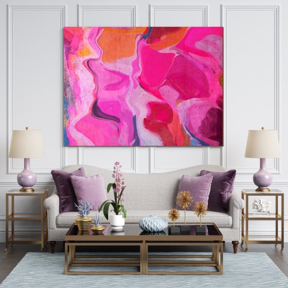 Pink Abstract painting, Colorful painting, Abstract Wall Art Decor, modern art, Canvas Art Print, Fluid painting, N 10-76 Splash