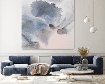 Blue Pink Contemporary Abstract Watercolor Canvas Art, Abstract Watercolor Canvas Art Print, Textured Abstract Painting Print, Dreamlight 3